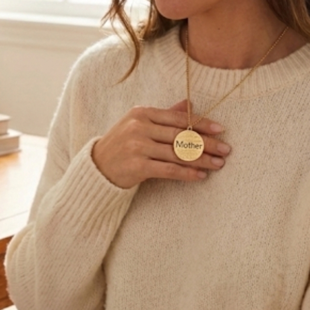 The Gypsy Reseller  Women's Gold disc MOTHER necklace